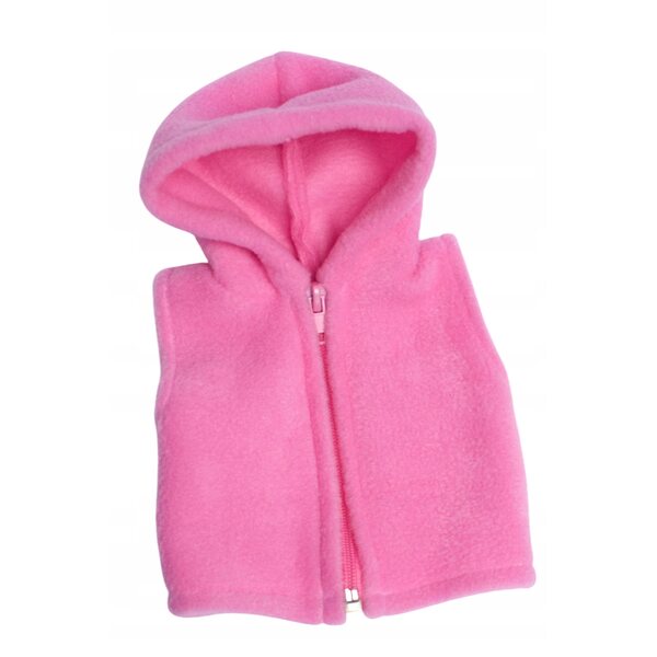 Fleeceweste mit Kapuze für 36–38 cm große Puppe, rosa, polnische Produktion
