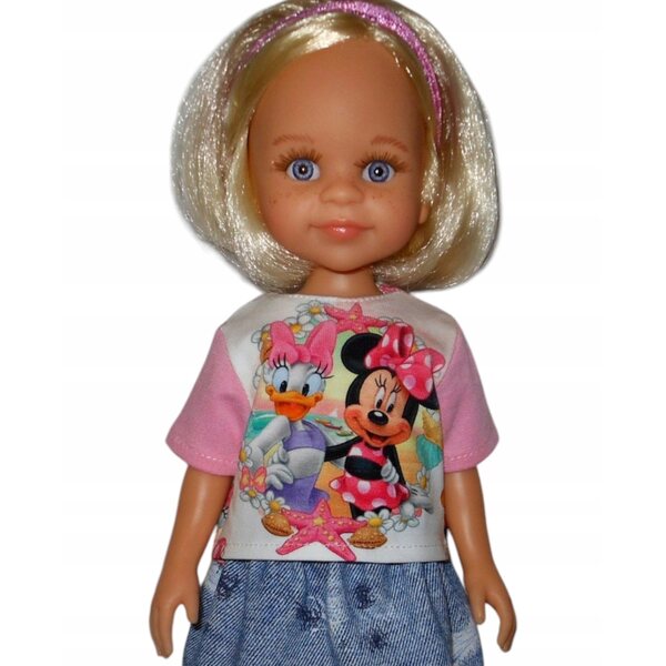 T-shirt per bambola Paola Reina 32cm in tessuto con stampa digitale e chiusura a velcro