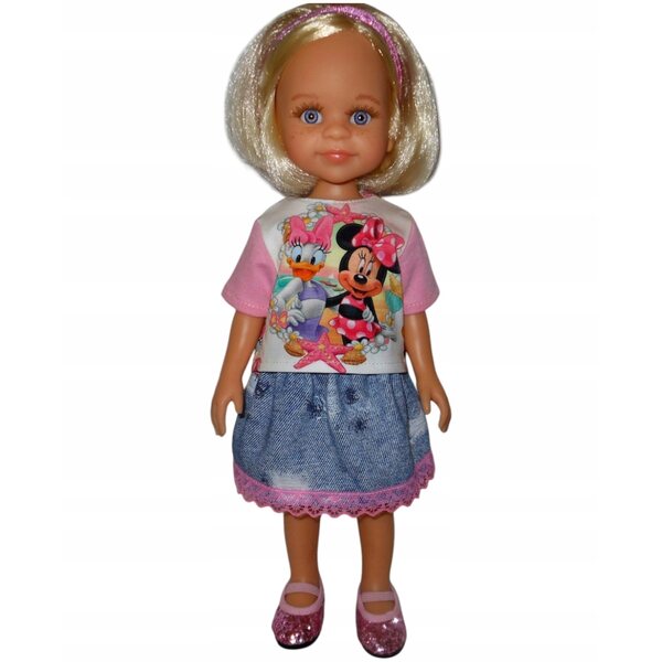 T-shirt per bambola Paola Reina 32cm in tessuto con stampa digitale e chiusura a velcro