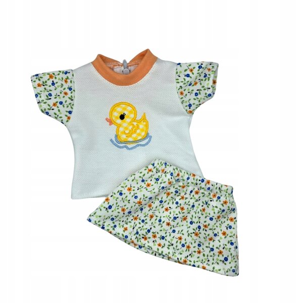 Kleidung für eine 36–38 cm große Puppe: Bluse und Rock aus hochwertiger Baumwolle