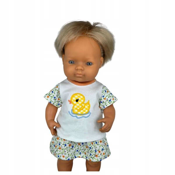 Kleidung für eine 36–38 cm große Puppe: Bluse und Rock aus hochwertiger Baumwolle