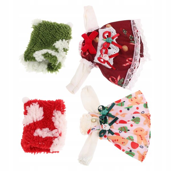 Set 2 Abiti Natalizi per Bambole BJD con Accessori di Babbo Natale