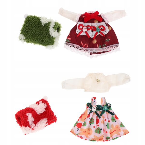 Set 2 Abiti Natalizi per Bambole BJD con Accessori di Babbo Natale