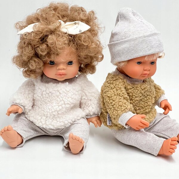 Bluza Sherpa Creme für Miniland Puppen, Paola Reina, Minikane 34-38 cm