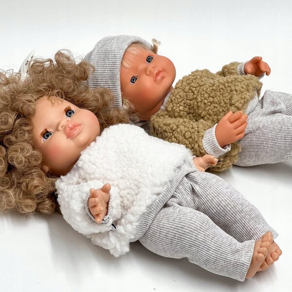 Bluza Sherpa Creme für Miniland Puppen, Paola Reina, Minikane 34-38 cm
