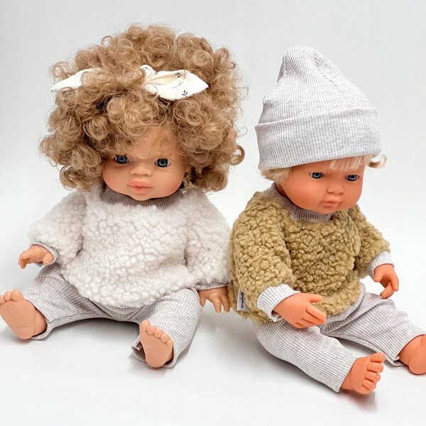 Bluza Sherpa Creme für Miniland Puppen, Paola Reina, Minikane 34-38 cm