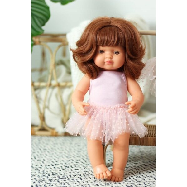 Costume ballerina rosa per bambola 38 cm con body e gonna tutu in tessuto