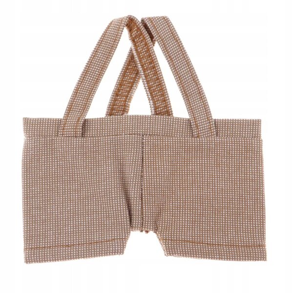 20 cm große Puppen-Latzhose in Khaki und Creme