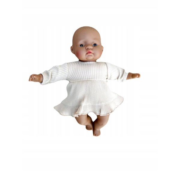 Beige gestreiftes Kleid, Größe 32, für eine 32 cm große Miniland-Puppe