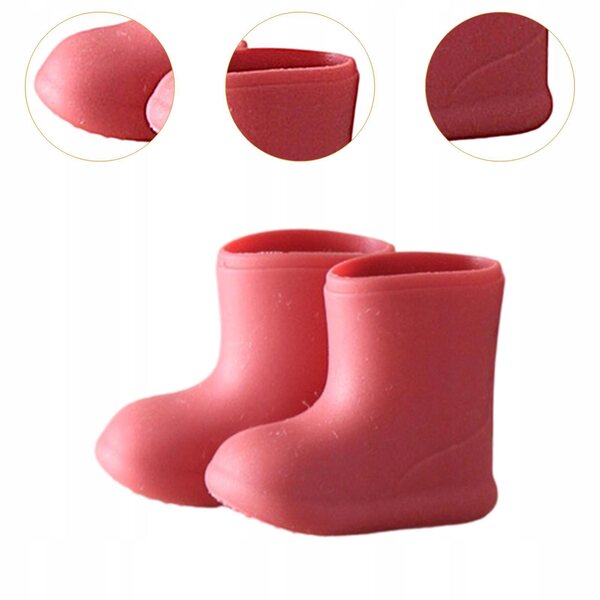 Stilosi stivali antipioggia in silicone rosso per bambole 1/12 Ob11