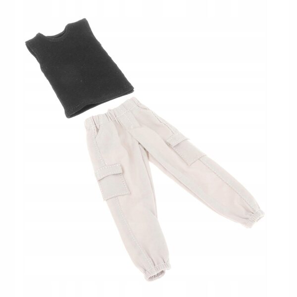 Kleidung für männliche Figuren 1/12 Schwarze Cargohose und Weste