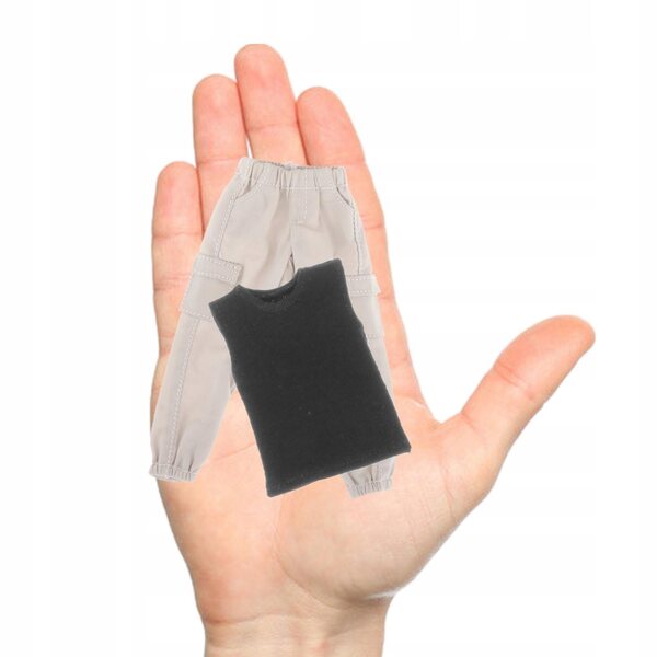 Kleidung für männliche Figuren 1/12 Schwarze Cargohose und Weste