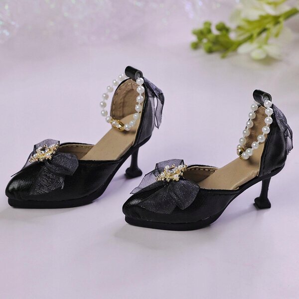 Buty na wysokim obcasie w skali 1/4 Akcesorium do kostiumu, wygodna lalka czarna