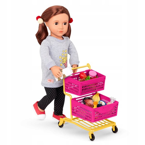 Carrello della spesa Our Generation con accessori per bambole da 46 cm, negozio di alimentari