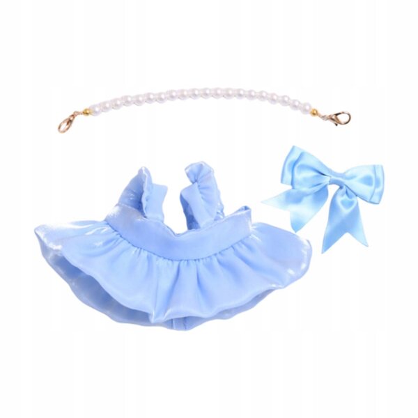 20-cm-Puppenkleidungsset mit blauem Kleid, Halskette und Haarspange