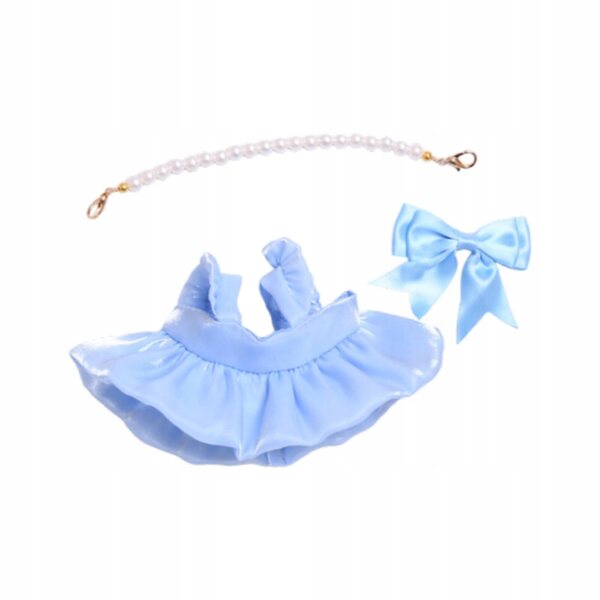 20-cm-Puppenkleidungsset mit blauem Kleid, Halskette und Haarspange