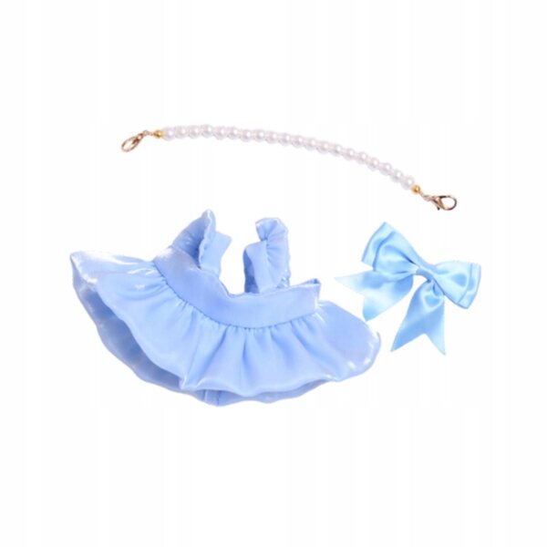 20-cm-Puppenkleidungsset mit blauem Kleid, Halskette und Haarspange