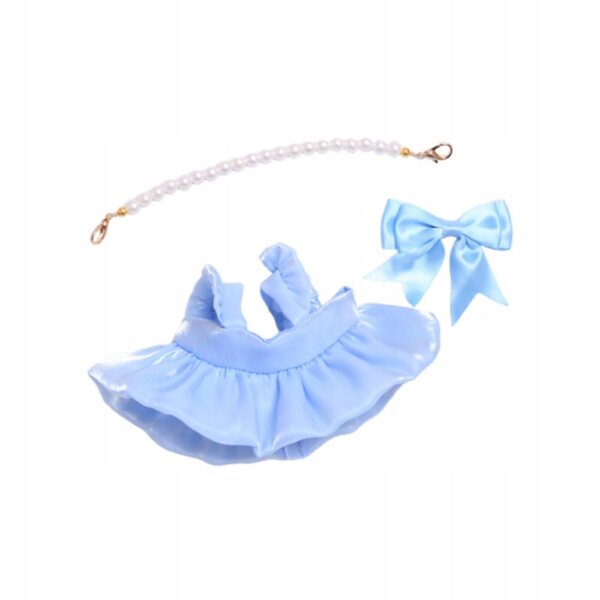 20-cm-Puppenkleidungsset mit blauem Kleid, Halskette und Haarspange