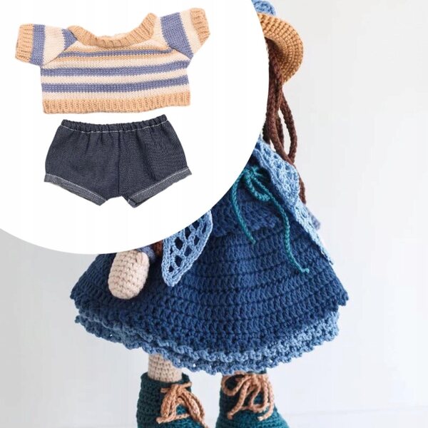 Pluszowe ubranka dla lalek dla 38cm Wypchane zwierzęta Ubrania Moda Szary Żółty