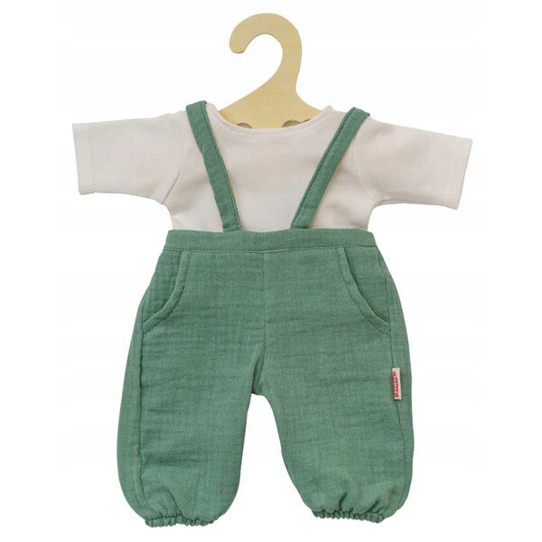 Grünes Ogrodniczki und weißes T-Shirt für 28–35 cm große Heless-Puppen