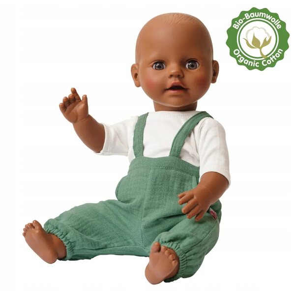 Grünes Ogrodniczki und weißes T-Shirt für 28–35 cm große Heless-Puppen