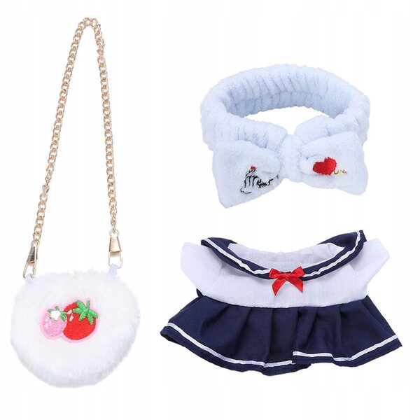 Plüschkleidung für 25–30 cm große Puppen mit farbenfrohen und leicht zu tragenden Accessoires
