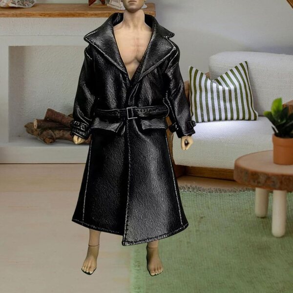 Mini Trench in Pelle PU per Action Figure 1/12 - Giacca Costume 13 cm Uomo Donna