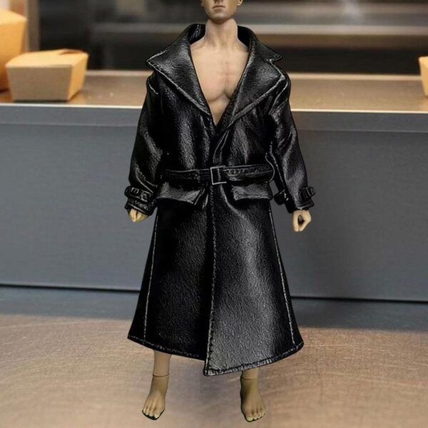 Mini Trench in Pelle PU per Action Figure 1/12 - Giacca Costume 13 cm Uomo Donna