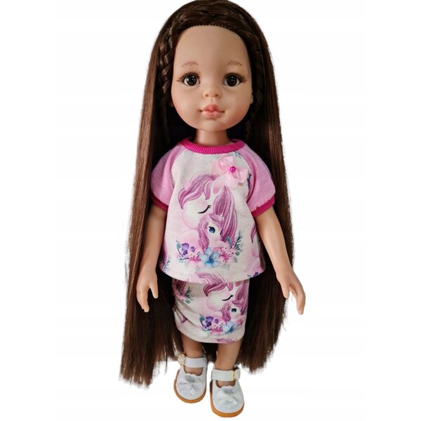 Completo abbigliamento per bambola Paola Reina 32cm con gonna e maglietta rosa
