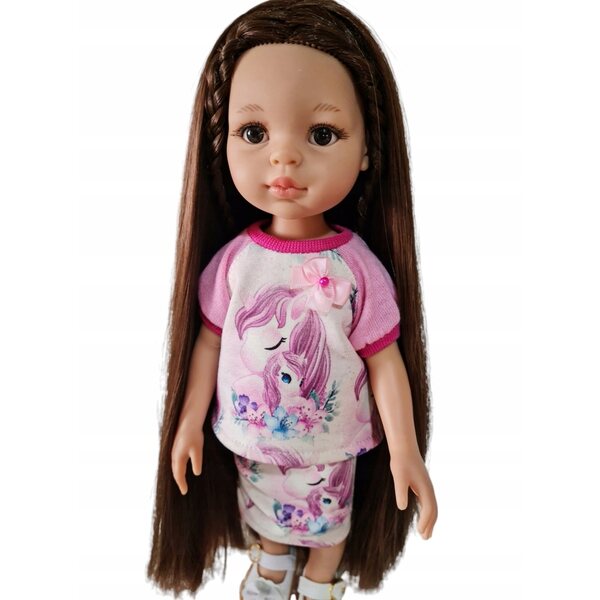 Completo abbigliamento per bambola Paola Reina 32cm con gonna e maglietta rosa