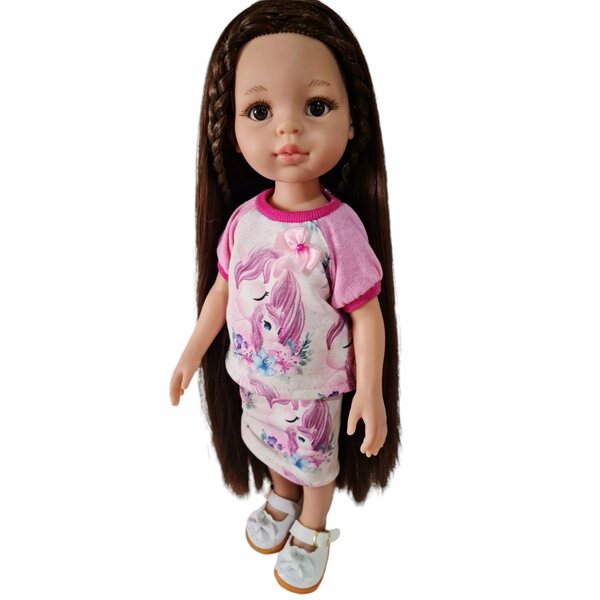 Completo abbigliamento per bambola Paola Reina 32cm con gonna e maglietta rosa