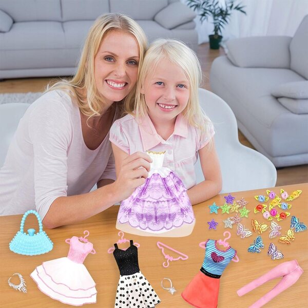 84-teiliges Puppenzubehör-Set mit tragbarem Kleiderschrank und Kleidung für 11,5-Zoll-Puppen