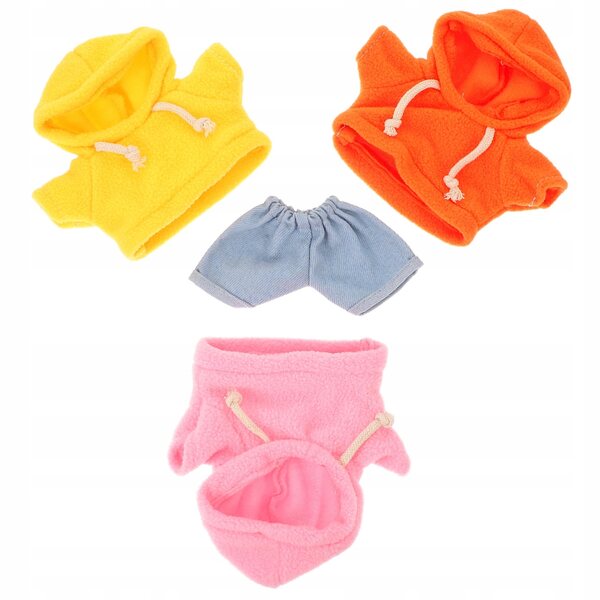 Set di 4 vestiti in morbido tessuto per bambole e peluche 20 cm, colorati e resistenti
