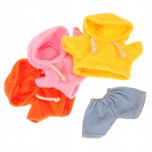 Set di 4 vestiti in morbido tessuto per bambole e peluche 20 cm, colorati e resistenti
