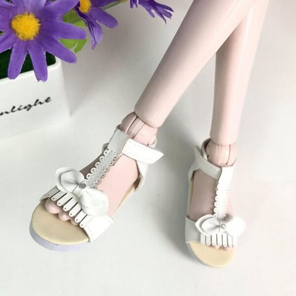 Sandaletti estivi per bambole 1/3 BJD in pelle PU con fiocco bianco