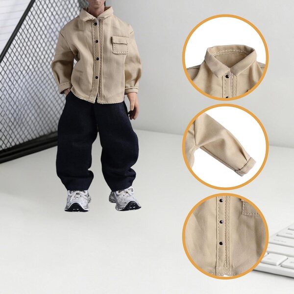 Maglietta in Tessuto per Action Figure 1/12 - Abbigliamento Cachi per Bambole 6 Pollici