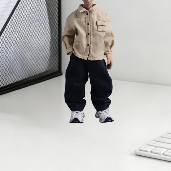 Maglietta in Tessuto per Action Figure 1/12 - Abbigliamento Cachi per Bambole 6 Pollici