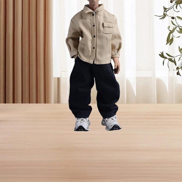 Maglietta in Tessuto per Action Figure 1/12 - Abbigliamento Cachi per Bambole 6 Pollici