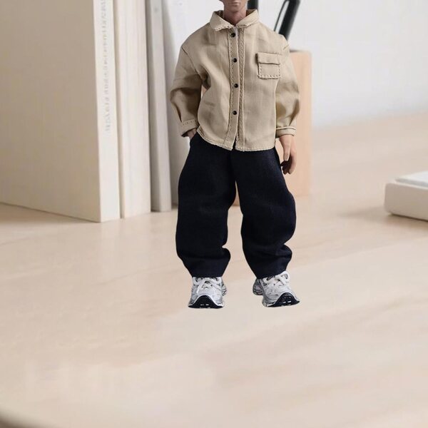 Maglietta in Tessuto per Action Figure 1/12 - Abbigliamento Cachi per Bambole 6 Pollici