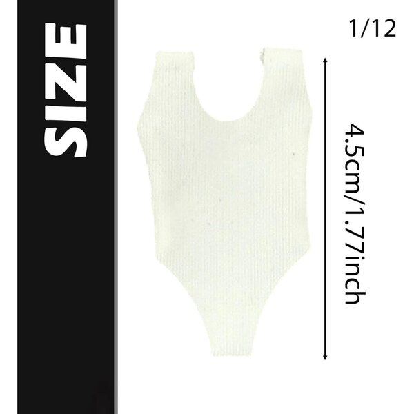 Costume da Bagno Elastico per Action Figure 1/12 Elegante e Casual Bianco