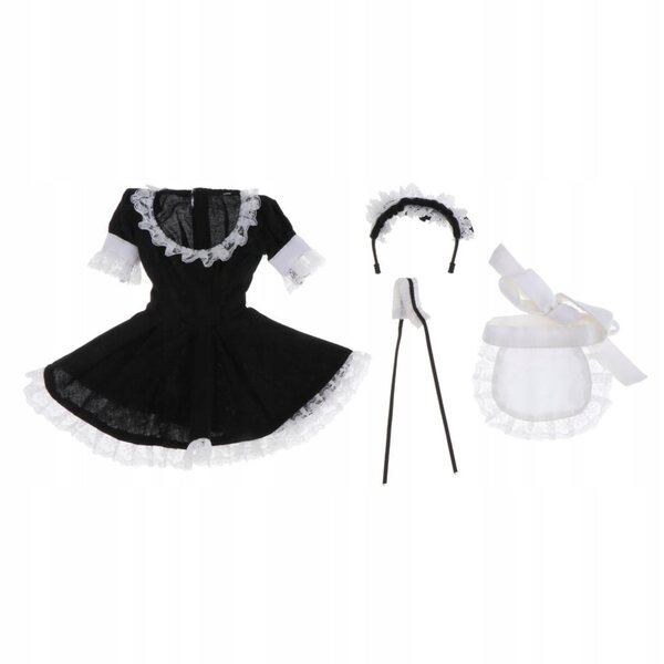 Dienstmädchen-Kleidungsset für 1/4-BJD-Puppen mit Stirnband und Schürze