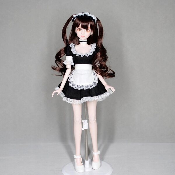 Dienstmädchen-Kleidungsset für 1/4-BJD-Puppen mit Stirnband und Schürze
