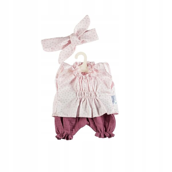 Olimi completo per bambola New Born 43-45 cm con pois argento e fascia vintage