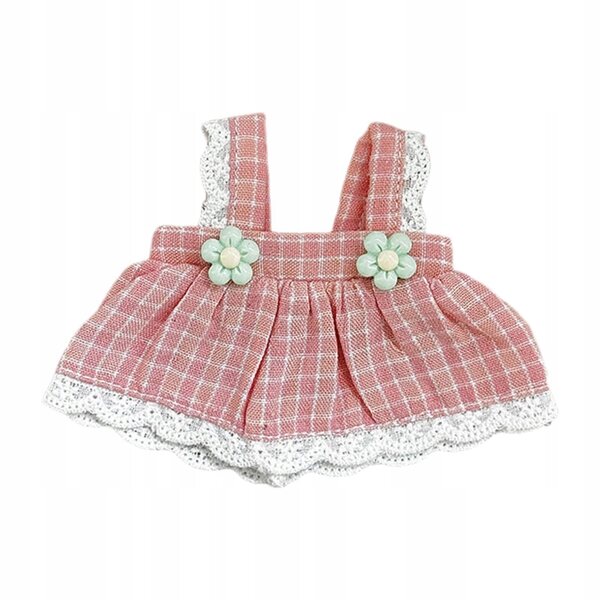 Gonna con bretelle per bambole 12 cm in tessuto morbido rosa resistente