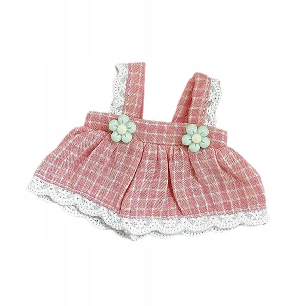 Gonna con bretelle per bambole 12 cm in tessuto morbido rosa resistente