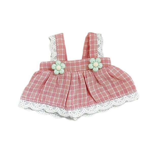 Gonna con bretelle per bambole 12 cm in tessuto morbido rosa resistente