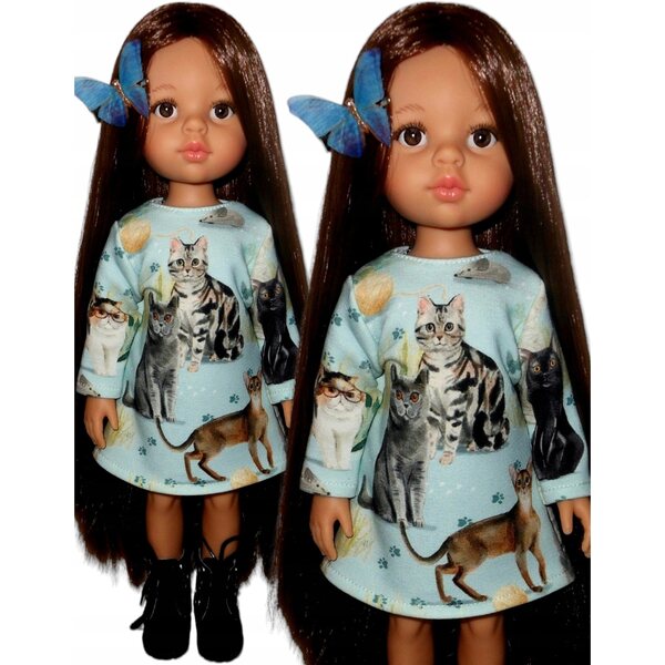 Langarmkleid für Paola Reina 32 cm Puppe aus digitalem Stoff