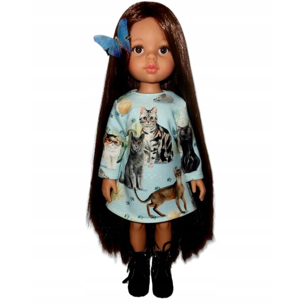 Langarmkleid für Paola Reina 32 cm Puppe aus digitalem Stoff