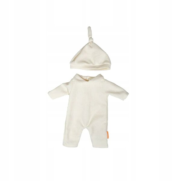 Miniland Beige Pyjama mit Mütze für 38 cm große Puppe – weiche Kleidung für Kinder