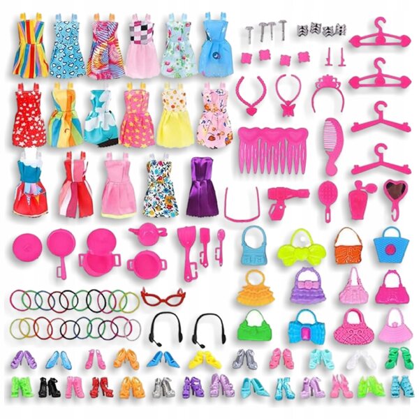 Set 68 Abiti e Accessori per Bambole con Vestiti, Scarpe e Gioielli